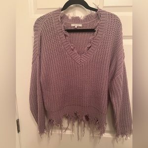 Brand New Love Tree Purple Sweater with Fringes
